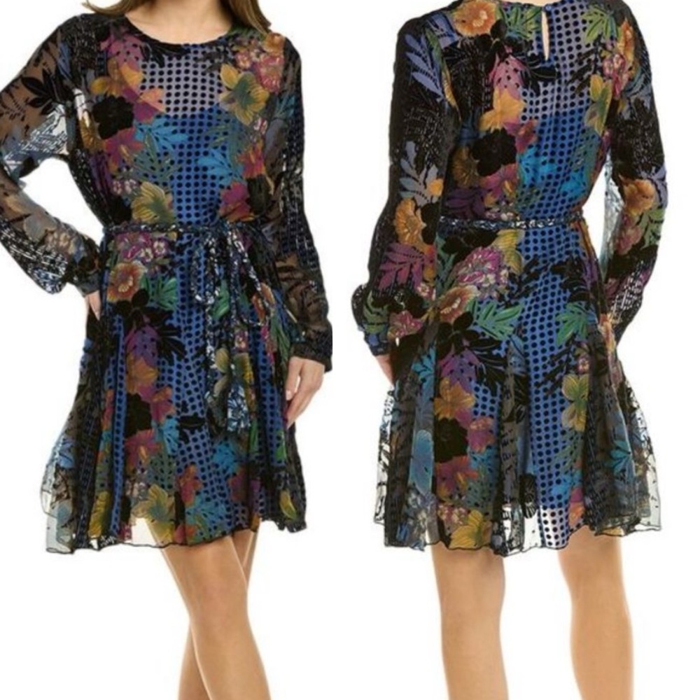 Johnny Was velvet embroidered LANAI BURNOUT PIPPA DRESS NWT
